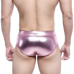MetroMaleWear metal hip brief in shiny pink metallic fabric designed for stylish men’s underwear