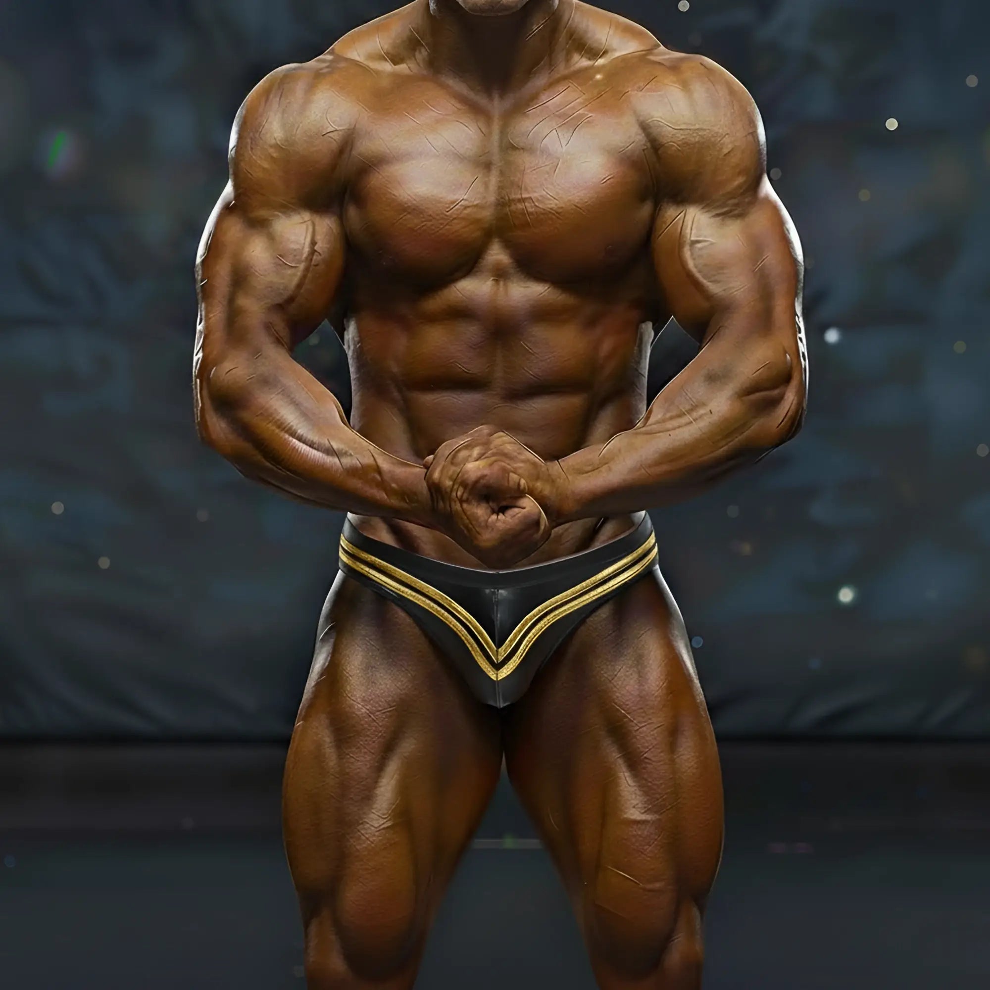 Black and gold athletic briefs with v-shaped design from MetroMaleWear MetroMuscleWear Ajax Competition Suit gold