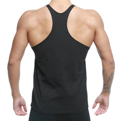 Black racerback tank top with sleek form-fitting design by metromalewear for gym workouts in black