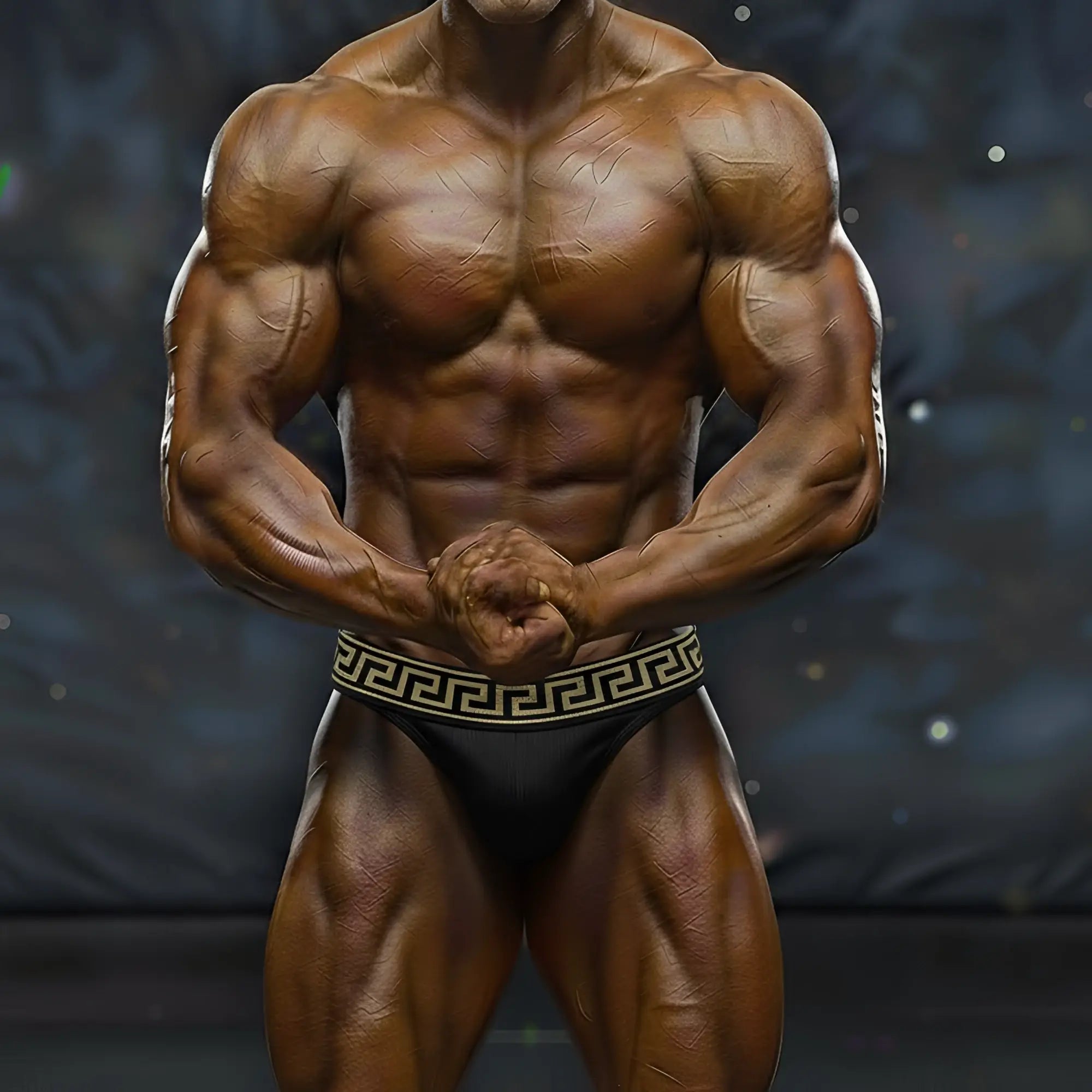 Black briefs with gold greek key waistband by metromalewear metromusclewear muscle trunk leonardo 4700-60