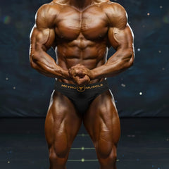Black athletic briefs with gold metro muscle branding and a bull logo from MetroMaleWear Muscle Trunk Sombrio 4700-25