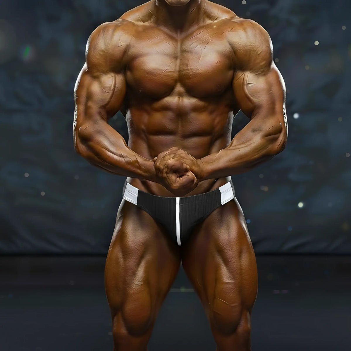 Black and white athletic briefs with a sleek minimalist design from MetroMaleWear MetroMuscleWear William Competition Suit 4974-06
