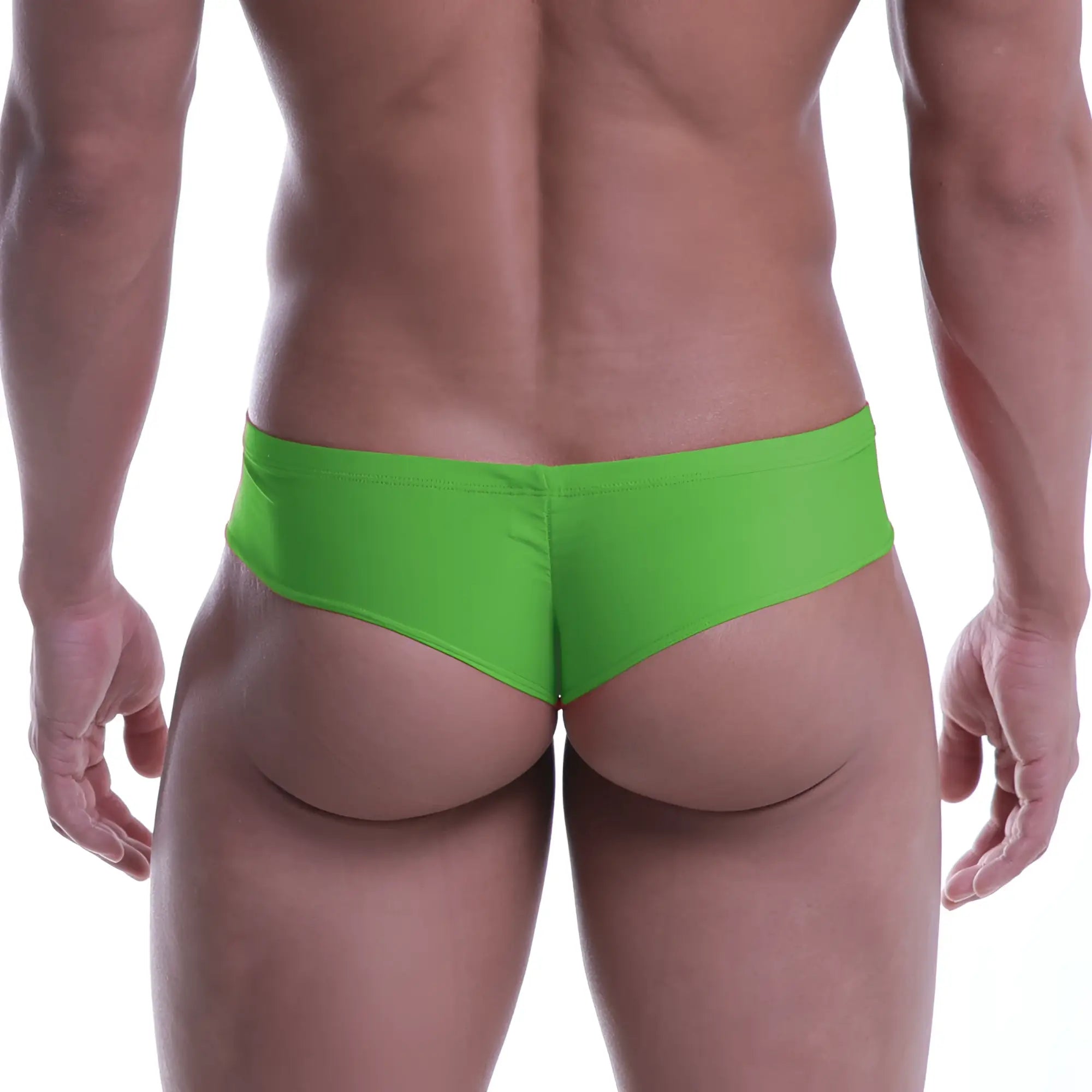 Bright green metroMalewear micro cheek swim trunks with smooth stretchy fabric and a form-fitting design