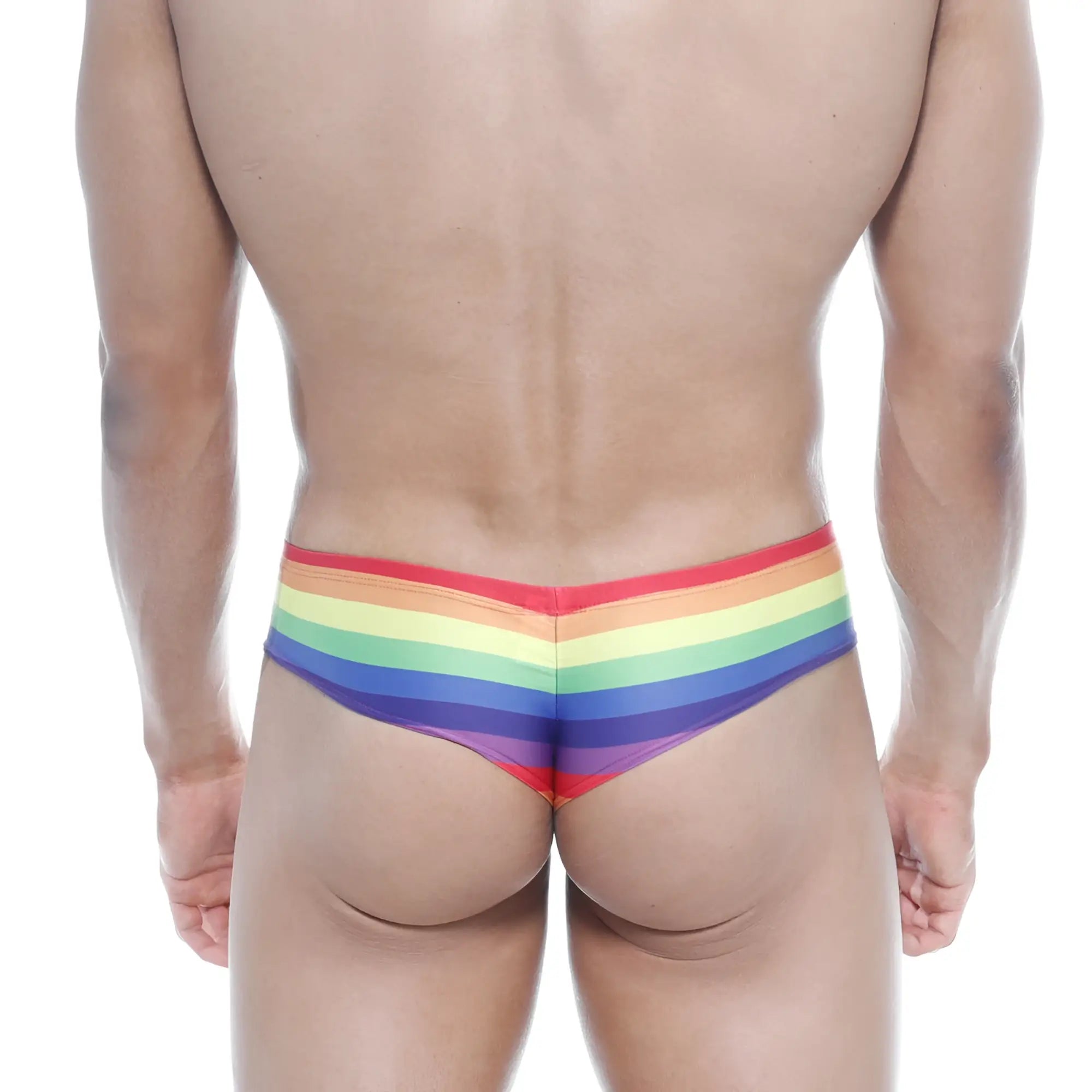 MetroMaleWear micro cheek rainbow 2027-04 rainbow-striped men’s briefs with a snug, form-fitting design