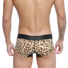 MetroMalewear micro mini boxer briefs in leopard print with black elastic waistband for stylish men’s underwear