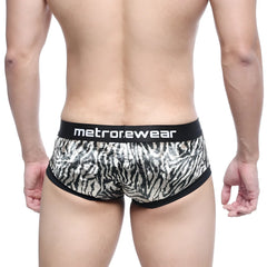 Black and silver zebra-print MetroMaleWear micro mini boxer briefs with black elastic waistband natural 7016-60