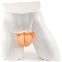 Orange mesh jockstrap with thin white elastic band microfiber fabric by MetroMaleWear model 2015-41