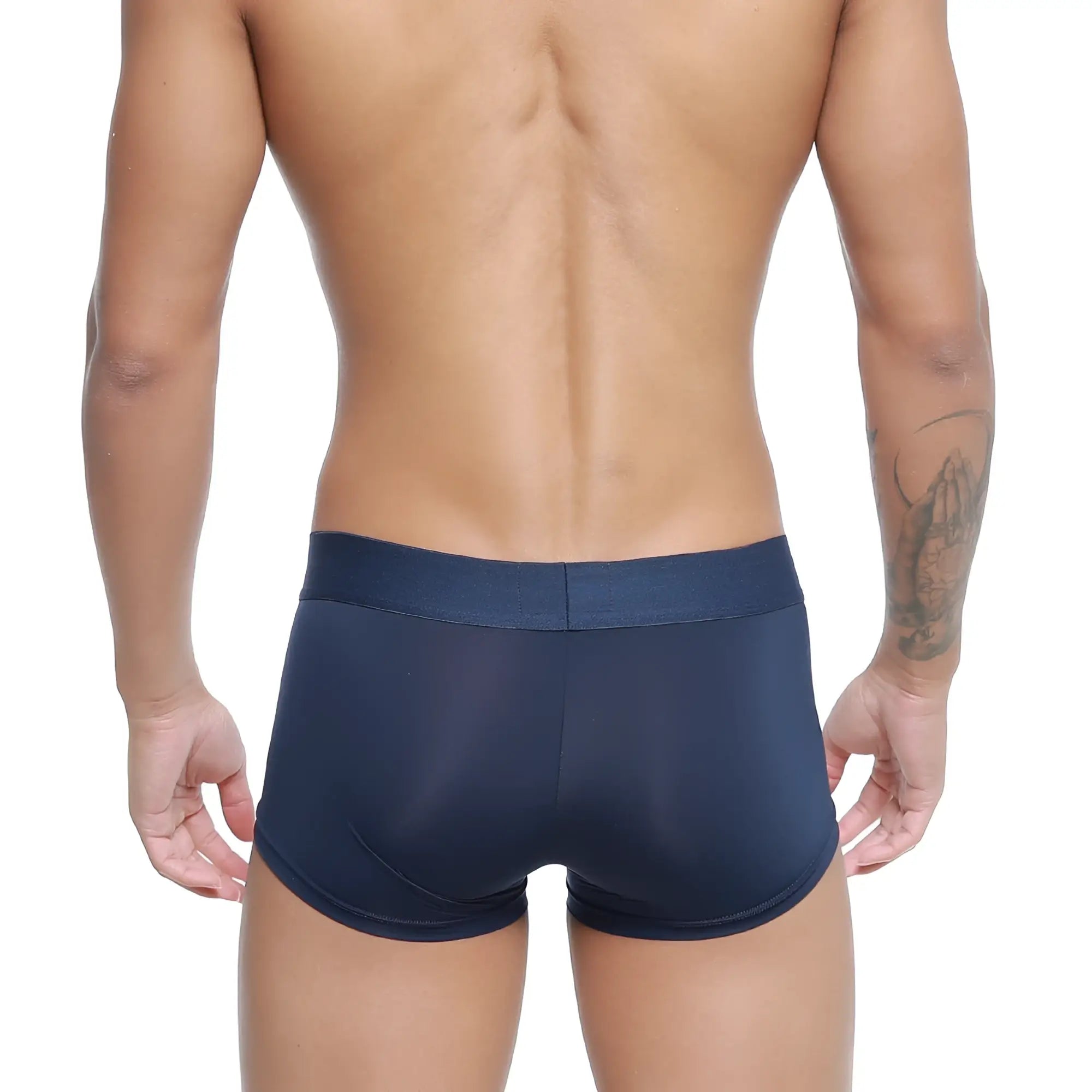 Navy blue stretch cotton briefs with solid waistband by metromalewear microfiber trunk 2026-29 in dark blue
