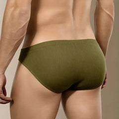 Olive green ribbed cotton briefs metro male wear milano bikini green 5103-m26 front view