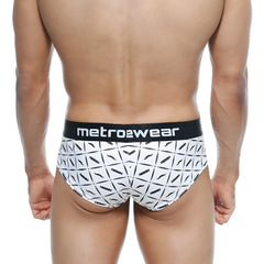 White metro male wear mini cheek boxer caballero 2025-04 with black mustache pattern and metrowear waistband