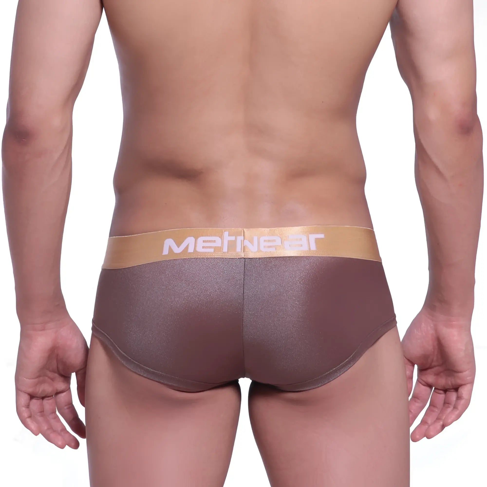 MetroMaleWear mini cheek boxer spark gold 2025-21 brown metallic textured briefs with tan metnear waistband