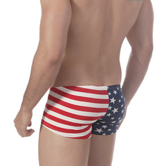 MetroMaleWear minimo hero boxer 2013-90 american flag swim trunks with striped left and star patterned right side
