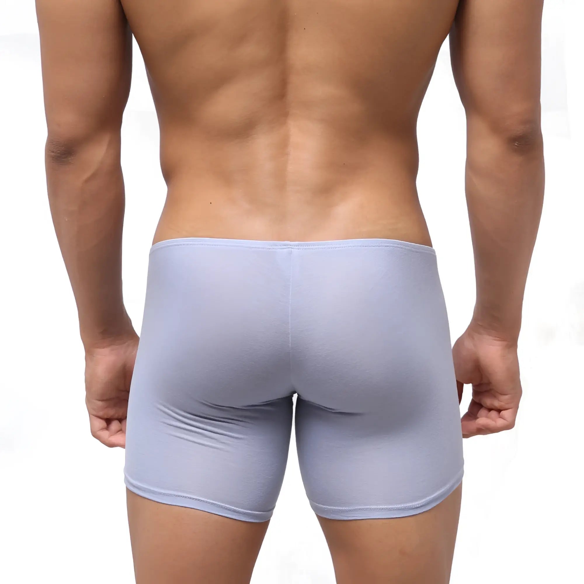 Light blue form-fitting men’s boxer briefs MetroMaleWear Minimo Long Boxer Lavender 2034-08 front view