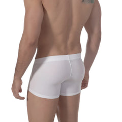 White form-fitting metro malewear minimo waistband boxer briefs with a smooth seamless design for comfortable wear
