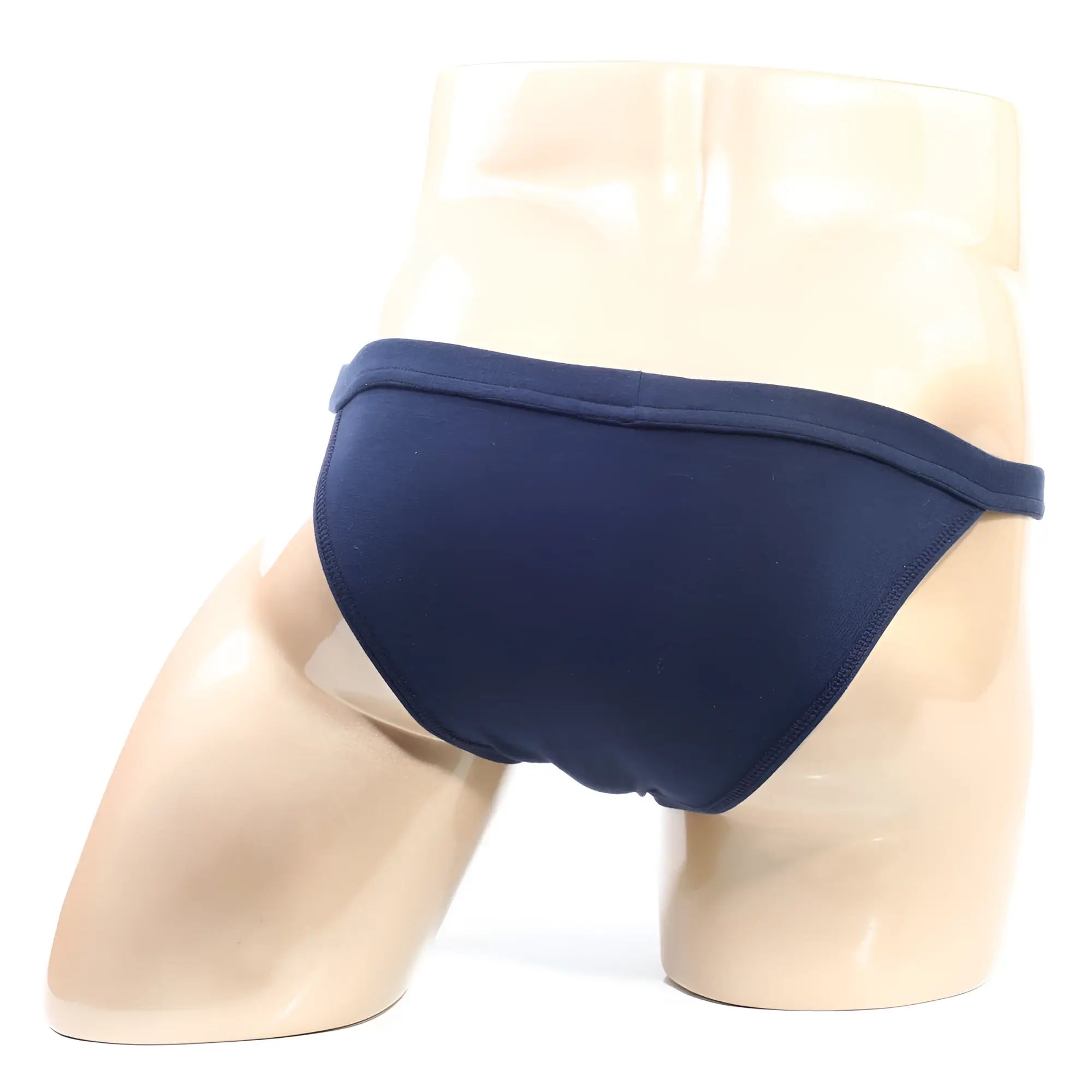 MetroMaleWear modern bikini navy swim trunks with smooth stretchy fabric and seamless design