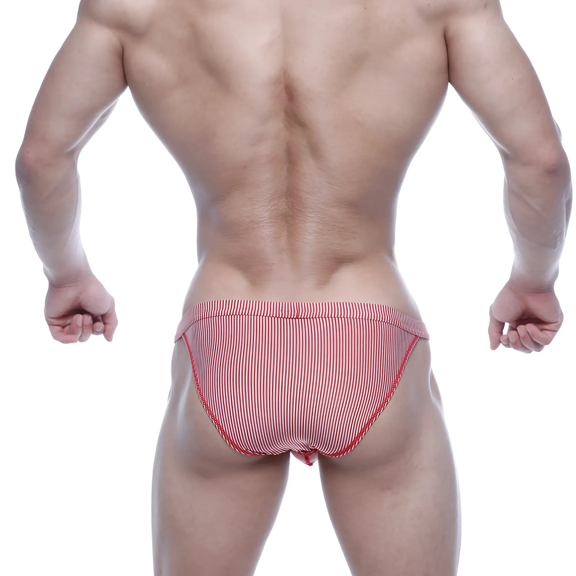 Metromalewear modern bikini red stripe 4004-42 red and white striped briefs with a snug fit