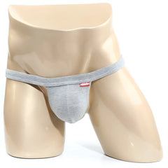Gray heathered cotton jockstrap with a red and white metro malewear brand tag on the waistband modern pouch thong jasper 4002-09