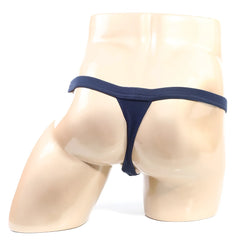 Navy blue thong from metromalewear made of smooth stretchy fabric with a modern pouch and minimalist design