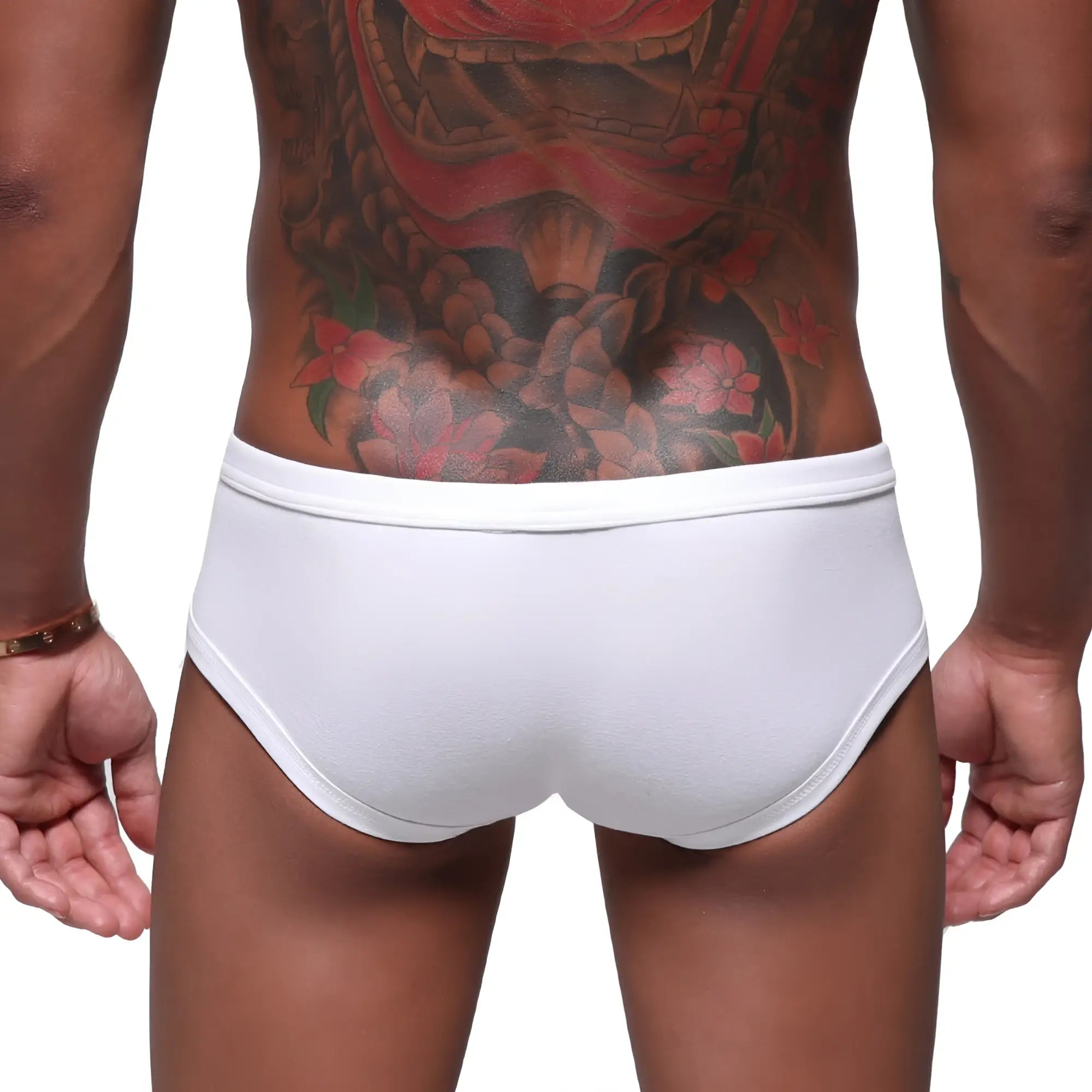 White briefs metro malewear modern trunk 4013-00 with smooth form-fitting design in white color