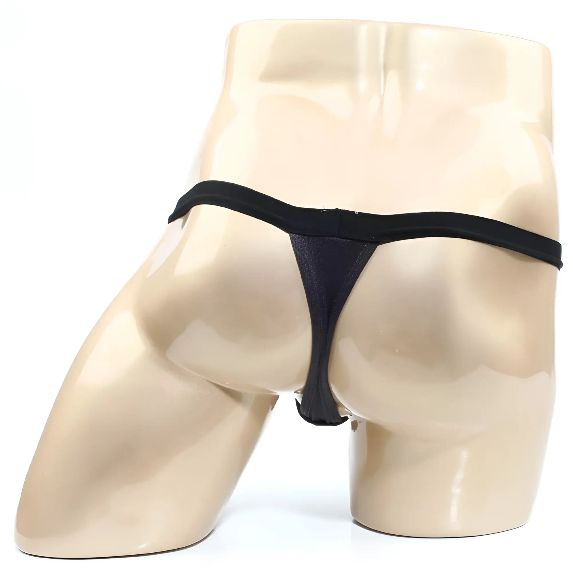 Black thong from metromalewear in charcoal made of smooth stretchy fabric with a sleek minimalist design