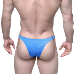 MetroMaleWear Monaco bikini royal blue shimmering fabric thong with snug fit and smooth textured surface front view