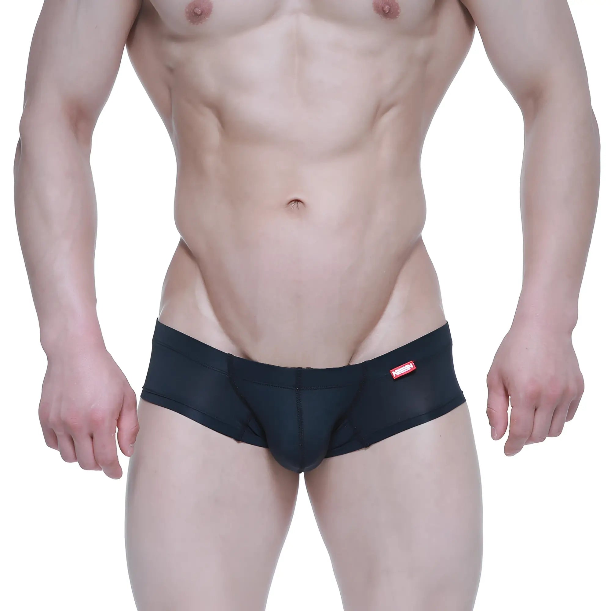 Black mesh briefs metroMalewear nano short boxer black 7113-20 with red brand tag on waistband