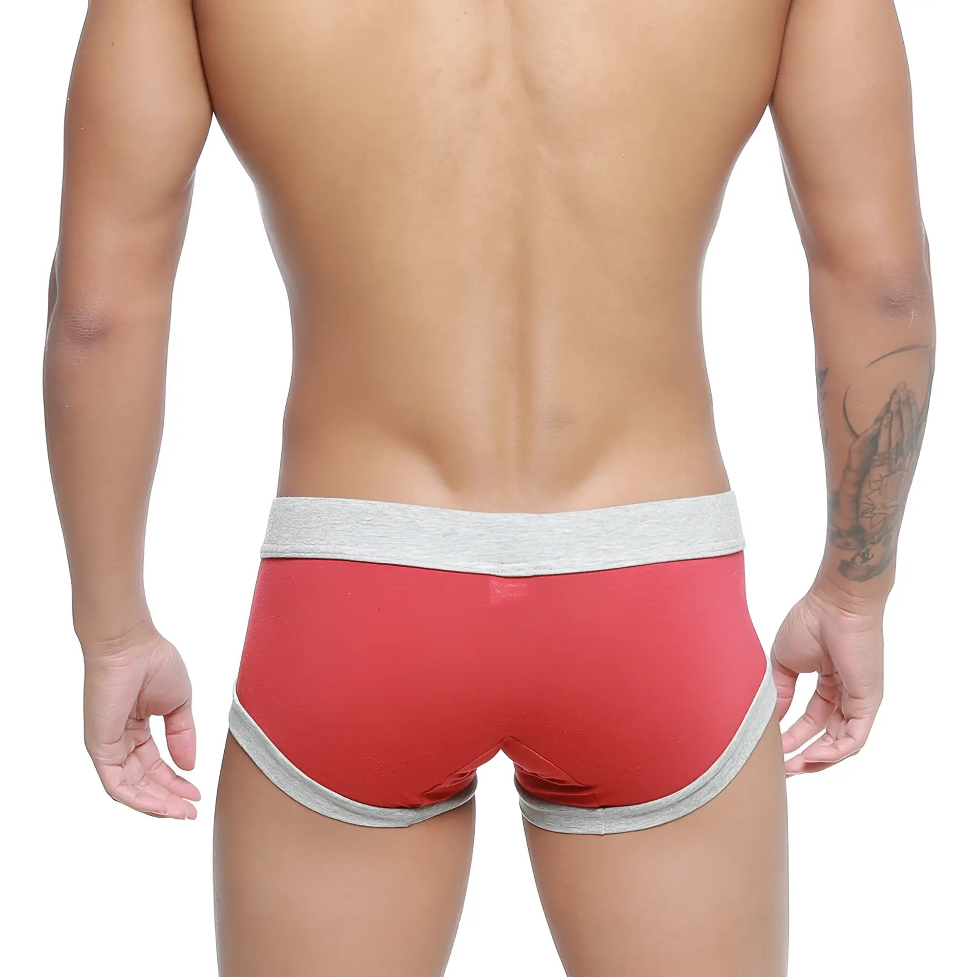 Metro male wear nano trunk terracotta 7016-13 red and gray athletic briefs with snug fit for active wear
