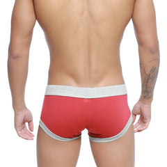 Metro male wear nano trunk terracotta 7016-13 red and gray athletic briefs with snug fit for active wear