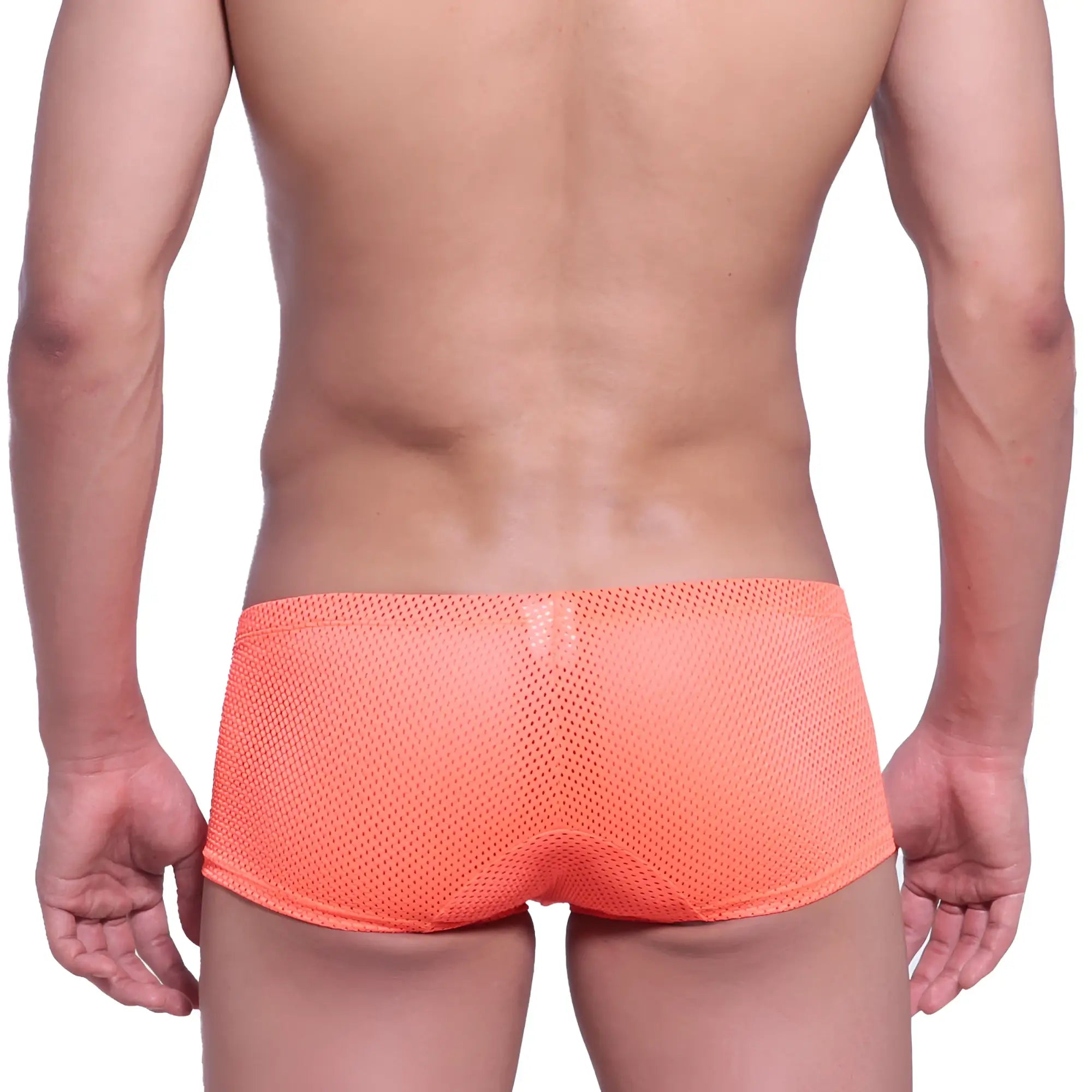 Orange mesh briefs from MetroMaleWear neon boxer 1222-14 featuring breathable mesh fabric for comfort