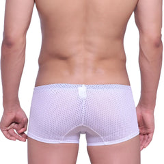 White mesh briefs with a subtle dot pattern and reinforced waistband from MetroMaleWear Neon Boxer White 1222-00
