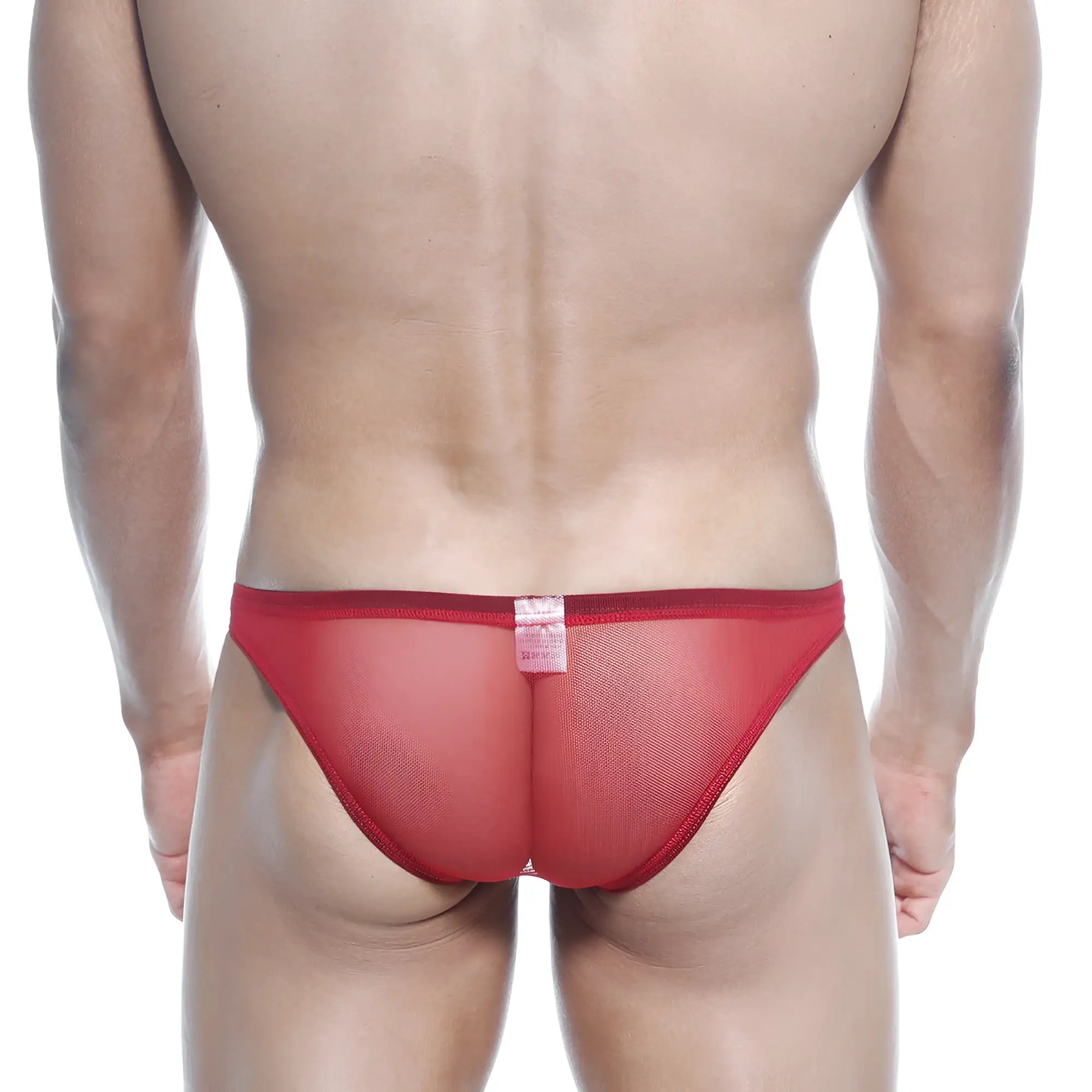 Red mesh briefs metro malewear net bikini red 1104-12 with a snug form fitting design
