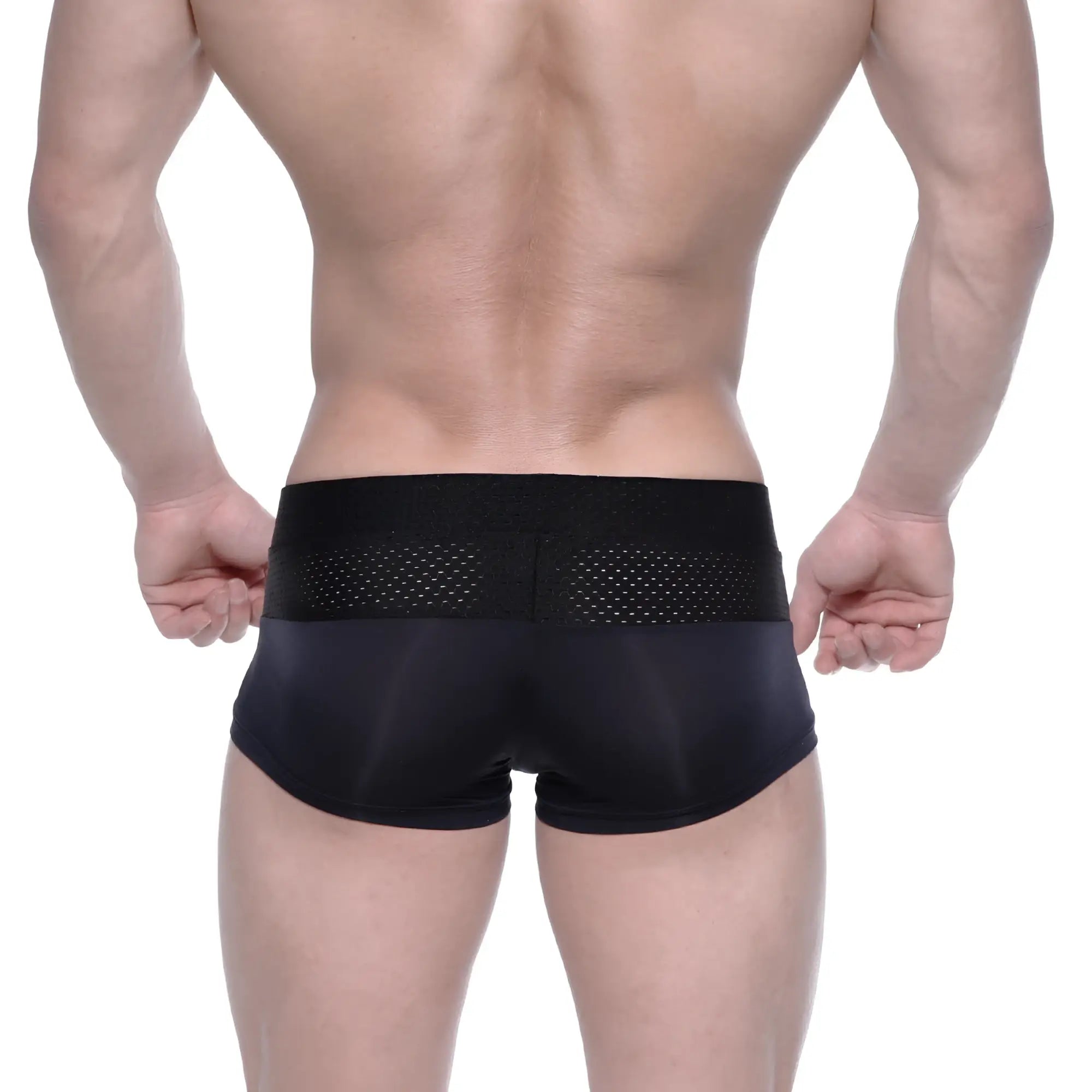 Black athletic briefs metro male wear noto trunk with mesh panel waistband designed for active comfort