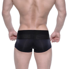 Black athletic briefs metro male wear noto trunk with mesh panel waistband designed for active comfort