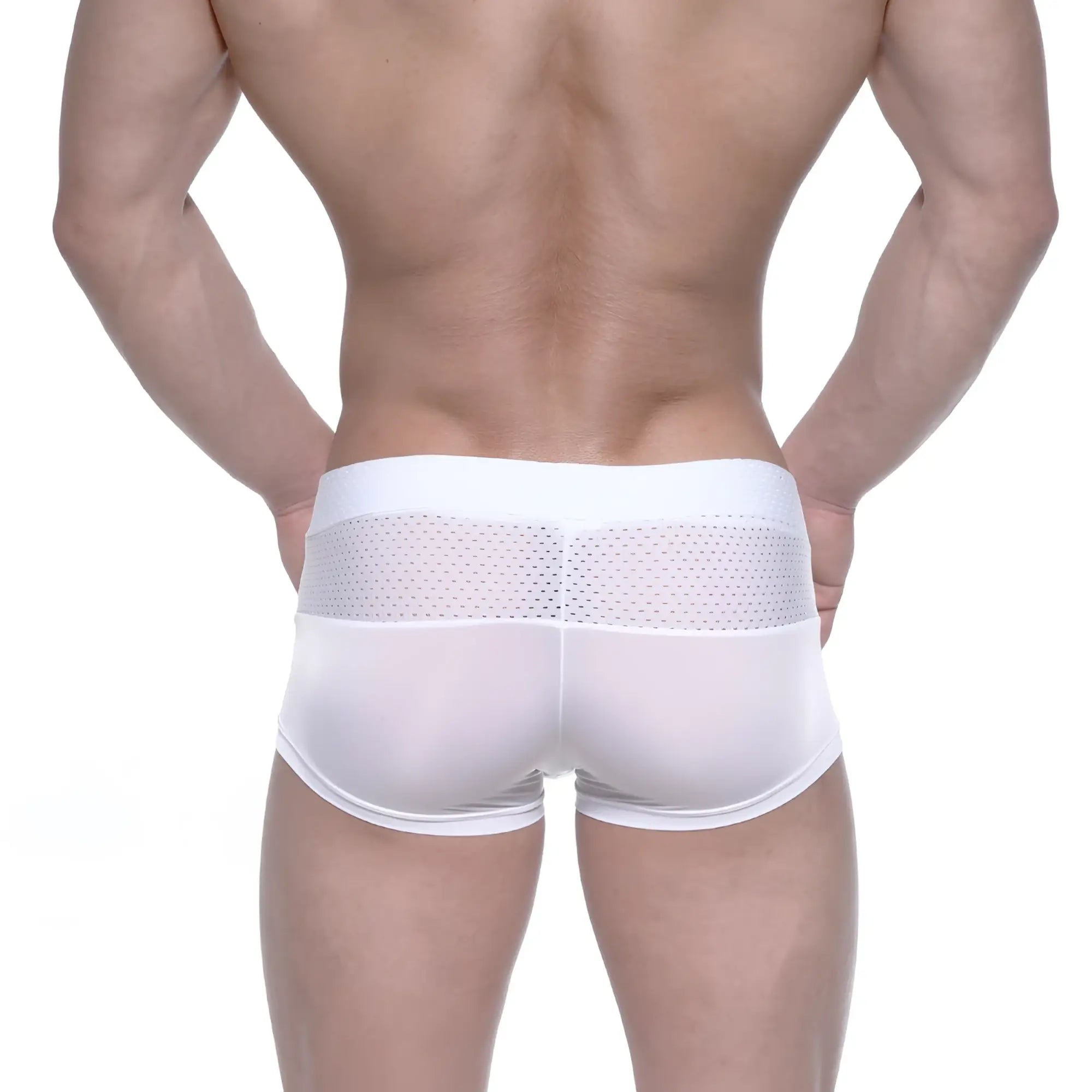 White athletic briefs metro male wear noto trunk 2026-33 with mesh panel across the back for breathability