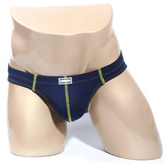 Nixon MetroMaleWear NUCLEO bikini briefs in navy blue with lime green stitching and a white logo patch