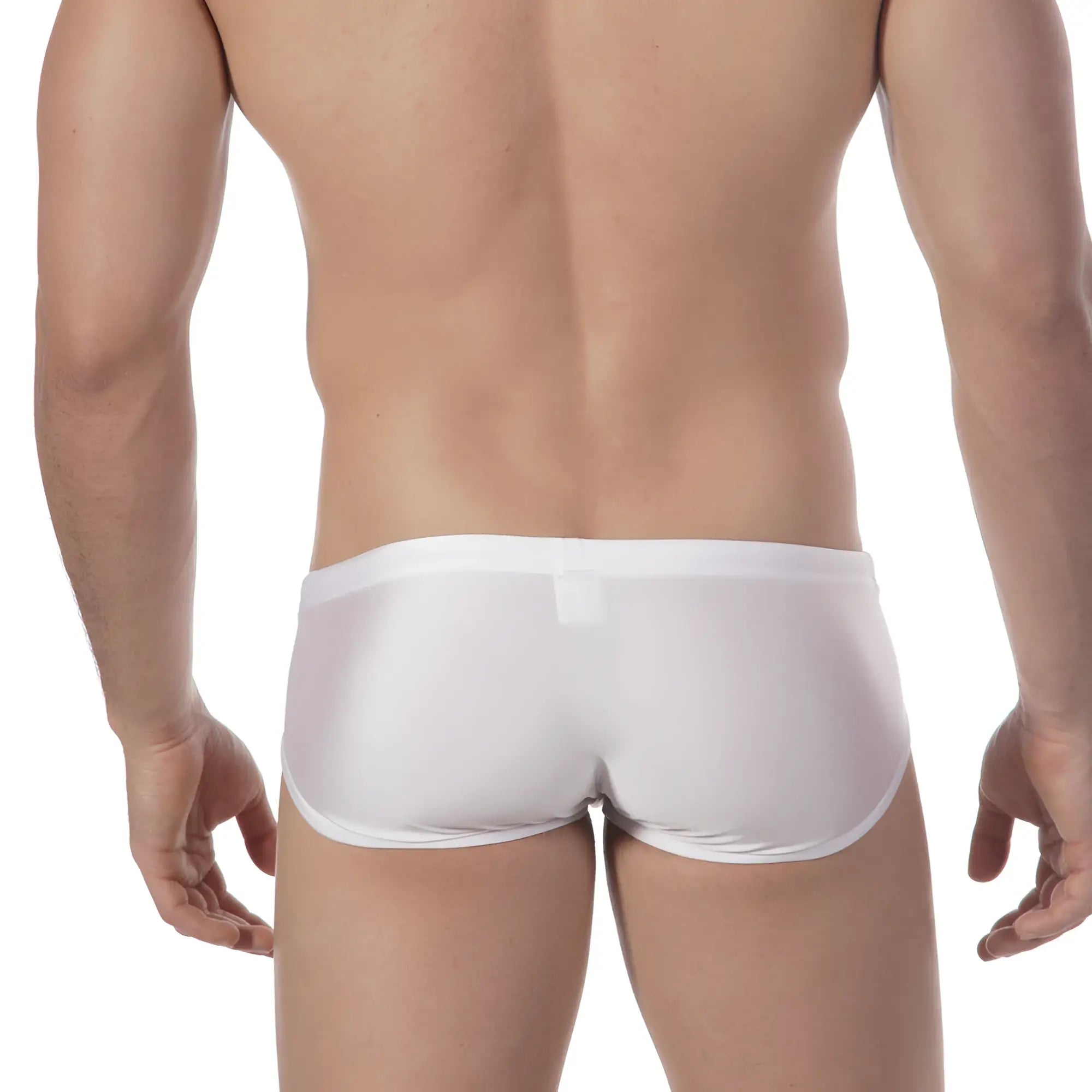 Metro male wear olympian swim brief white 4905-00 features white form-fitting briefs with smooth glossy fabric