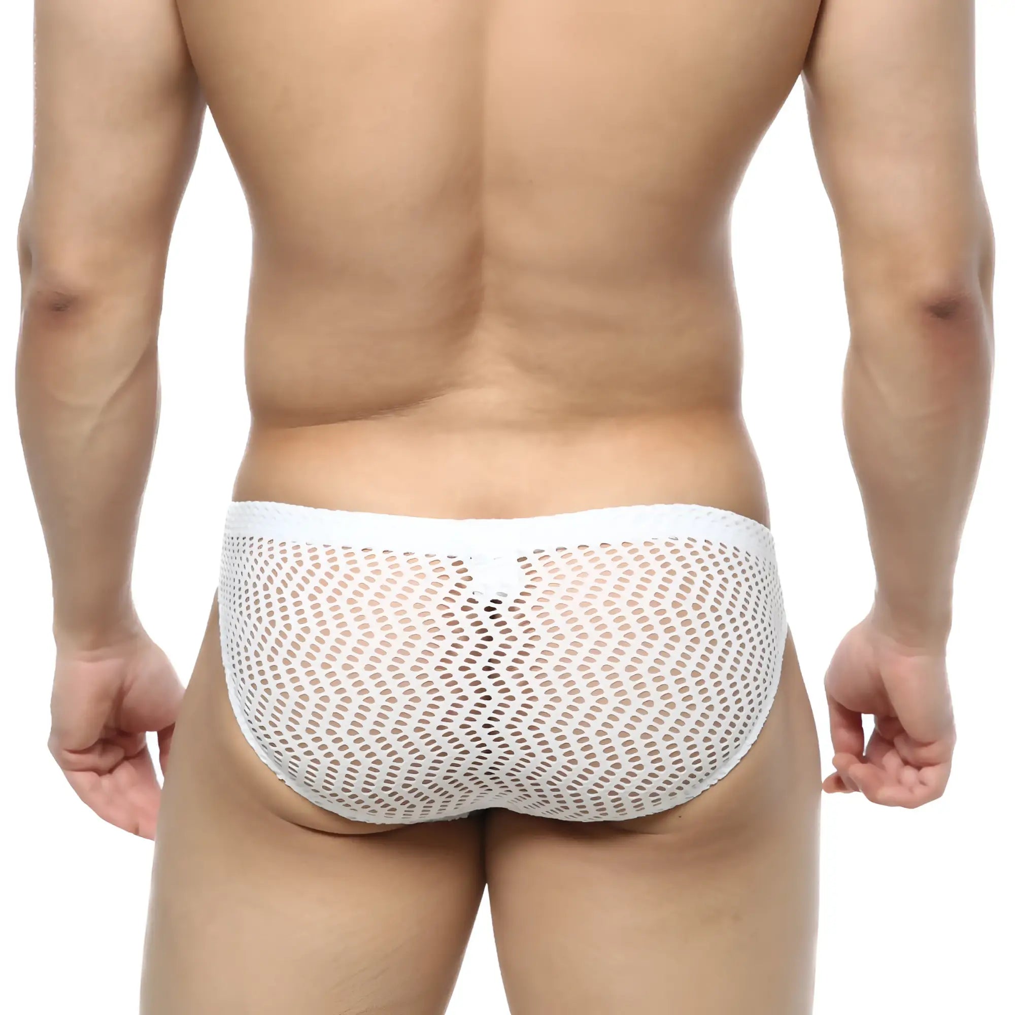 White mesh briefs with small holes from MetroMaleWear Onda Bikini White 5103-35 for breathable comfort