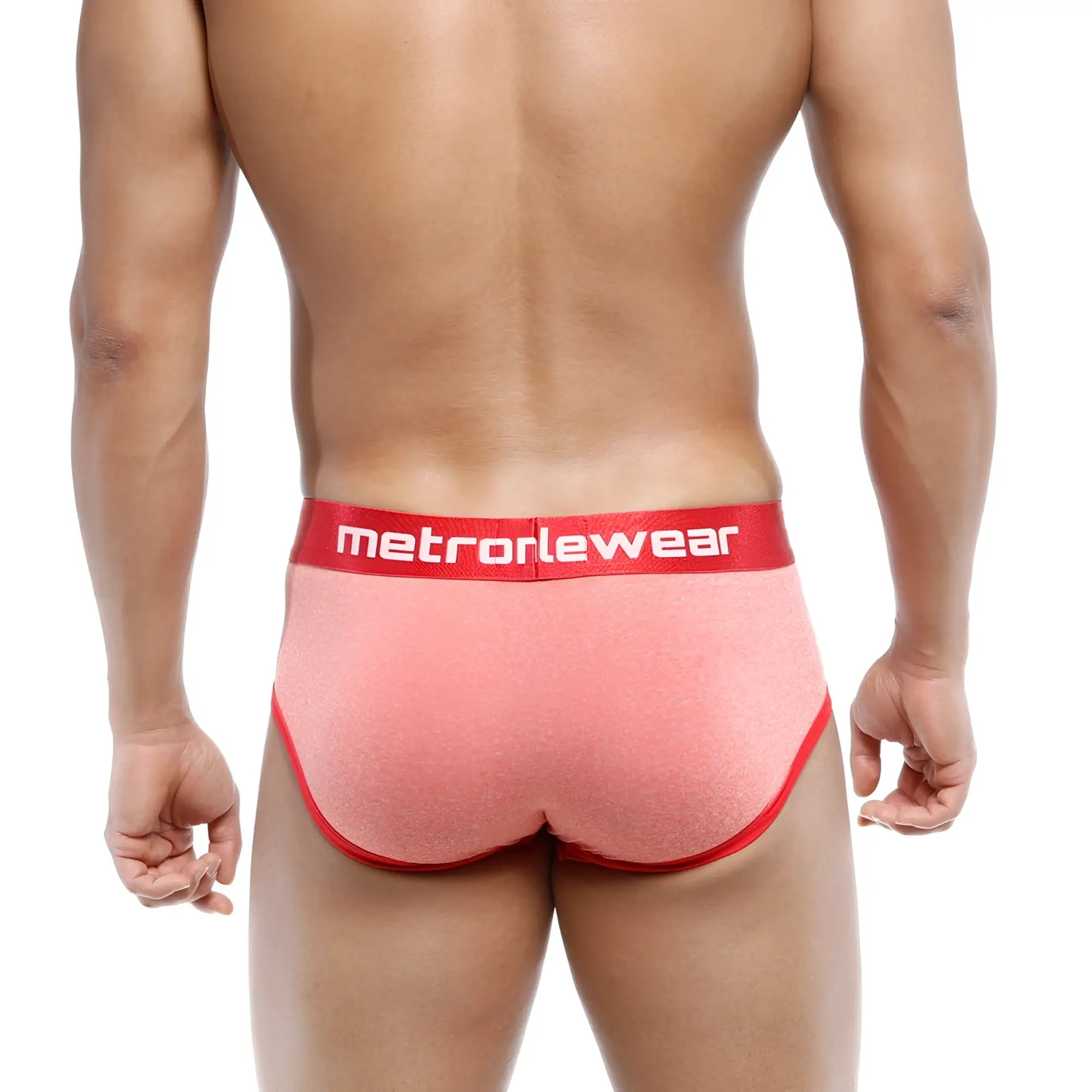 MetroMaleWear oriental brief orange 5005-14 pink textured briefs with red trim and matching logo waistband
