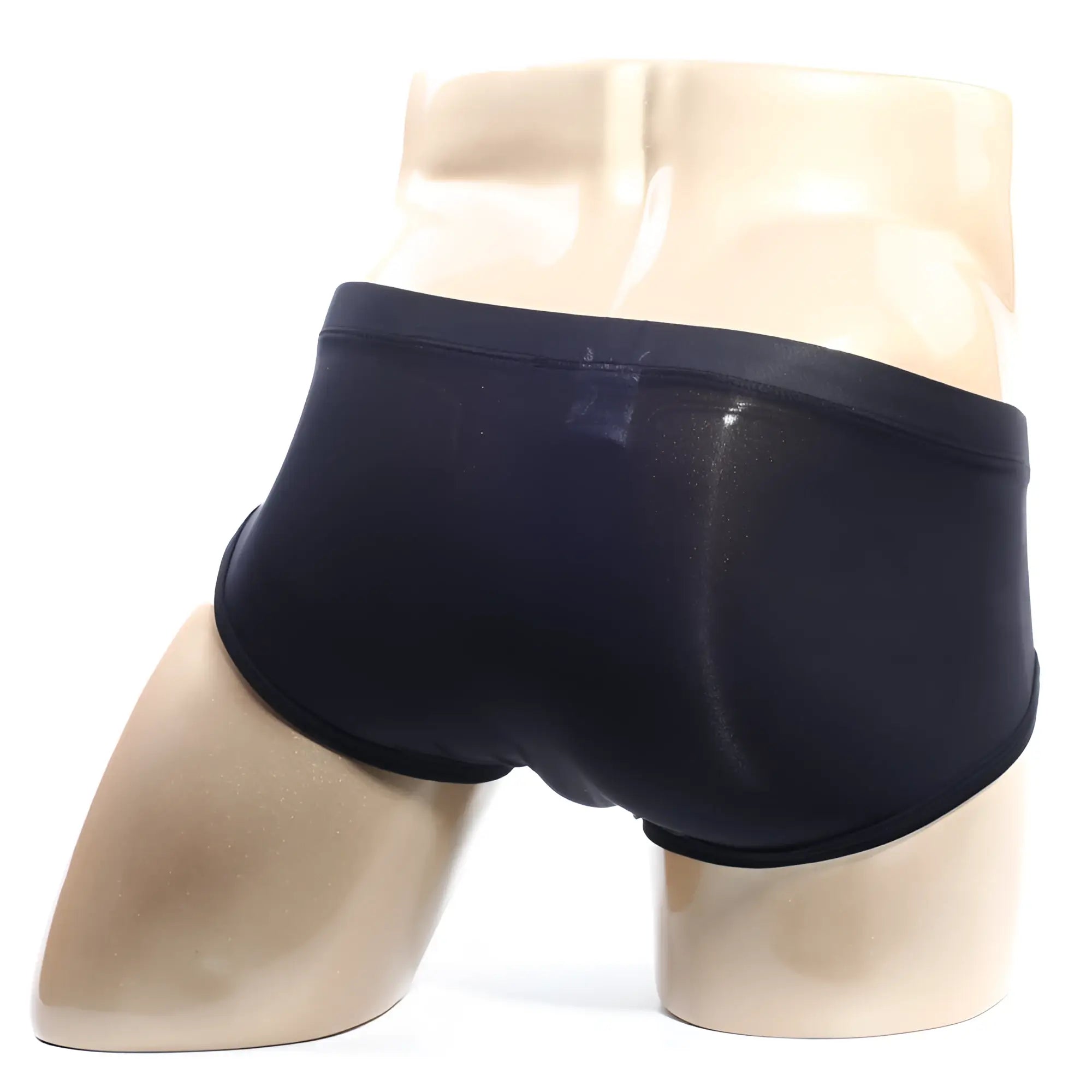 Black sleek-fitting metroMalewear ortiz briefs in smooth stretchy fabric with subtle sheen