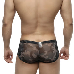 MetroMaleWear Oscar boxer camouflage 2125-93 black and brown sheer mesh briefs with camouflage pattern