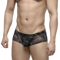 MetroMaleWear Oscar boxer camouflage mesh briefs with black and gray pattern and sleek form-fitting design