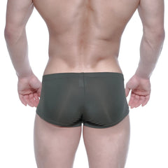 Dark olive green form-fitting MetroMaleWear Oscar boxer briefs with smooth stretchy fabric and subtle back seam detail