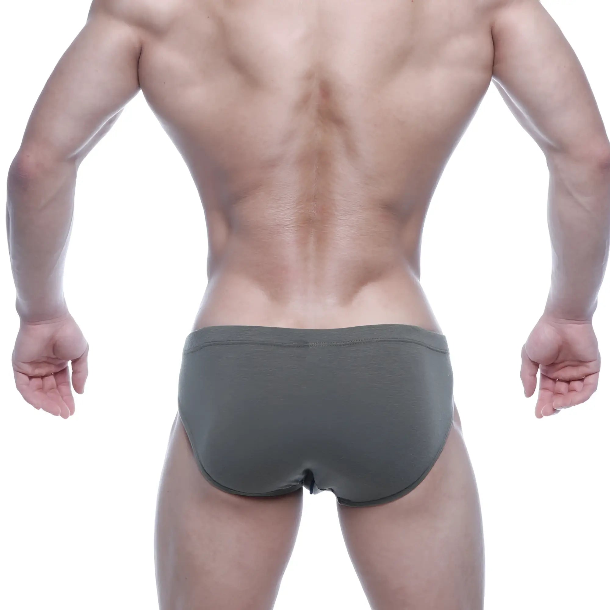 Olive green cotton briefs metro male wear oslo hip brief 5123-26 showing front side design and fit
