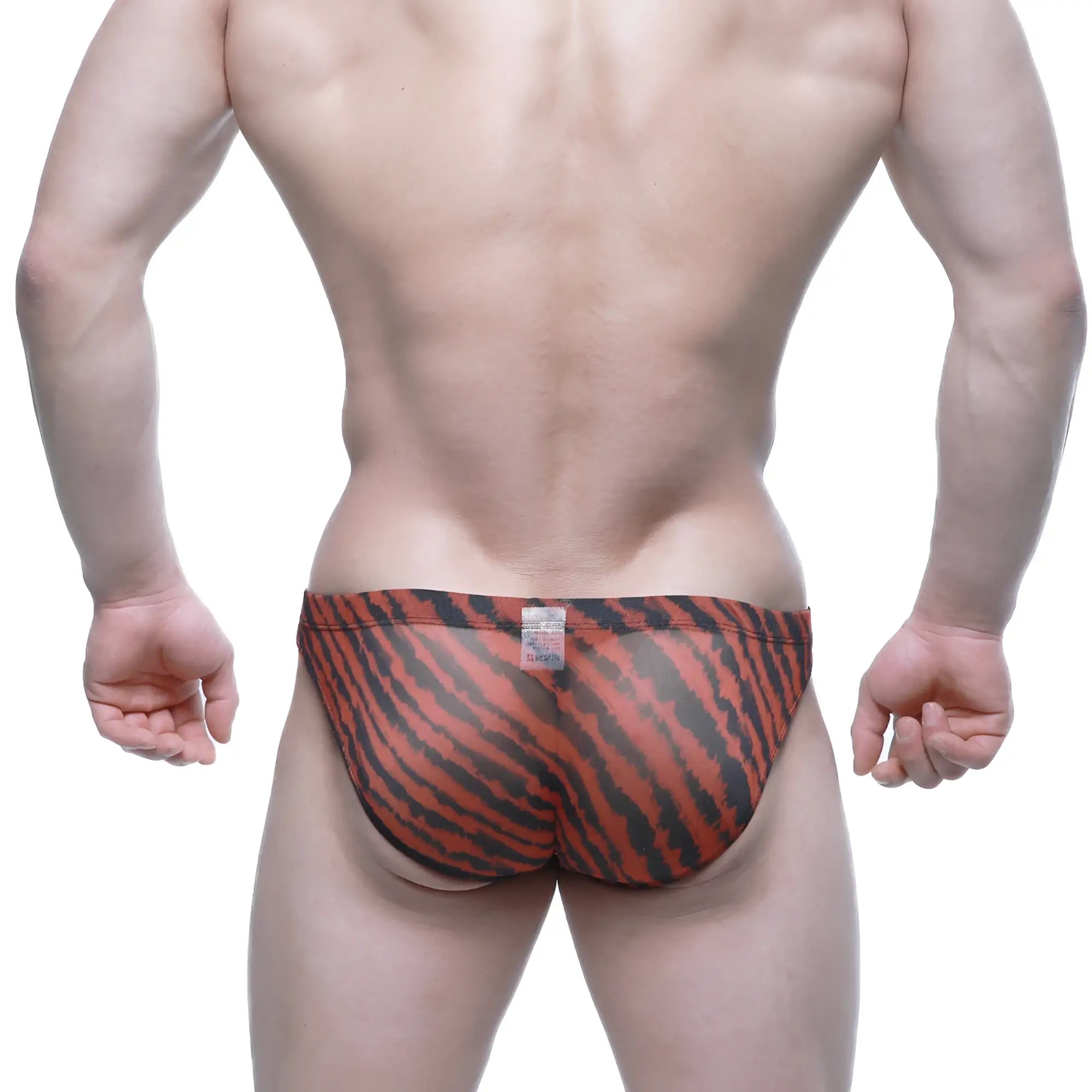 Orange and black tiger-striped mens briefs metro male wear pard bikini 5103-m76 with comfortable fabric