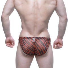 Orange and black tiger-striped mens briefs metro male wear pard bikini 5103-m76 with comfortable fabric