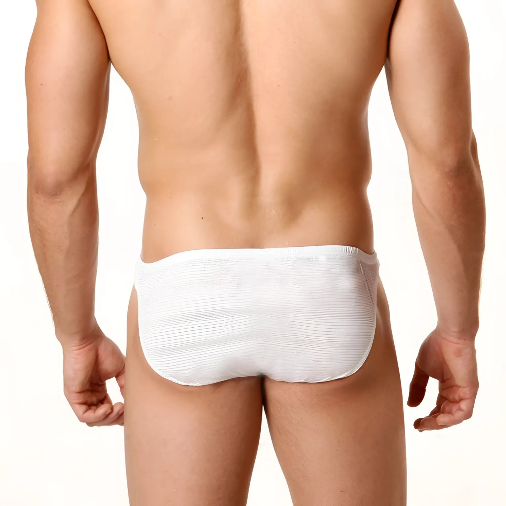 White textured briefs by metromalewear perfect scene askin bikini sheer white 2003-45 front view
