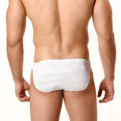 White textured briefs by metromalewear perfect scene askin bikini sheer white 2003-45 front view