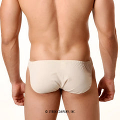 Beige form-fitting briefs with smooth stretchy fabric and elastic waistband metro male wear perfect scene askin bikini skin