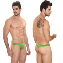 Bright green form-fitting men’s briefs from MetroMaleWear Perfect Scene Askin Thong green 2002-17 front view