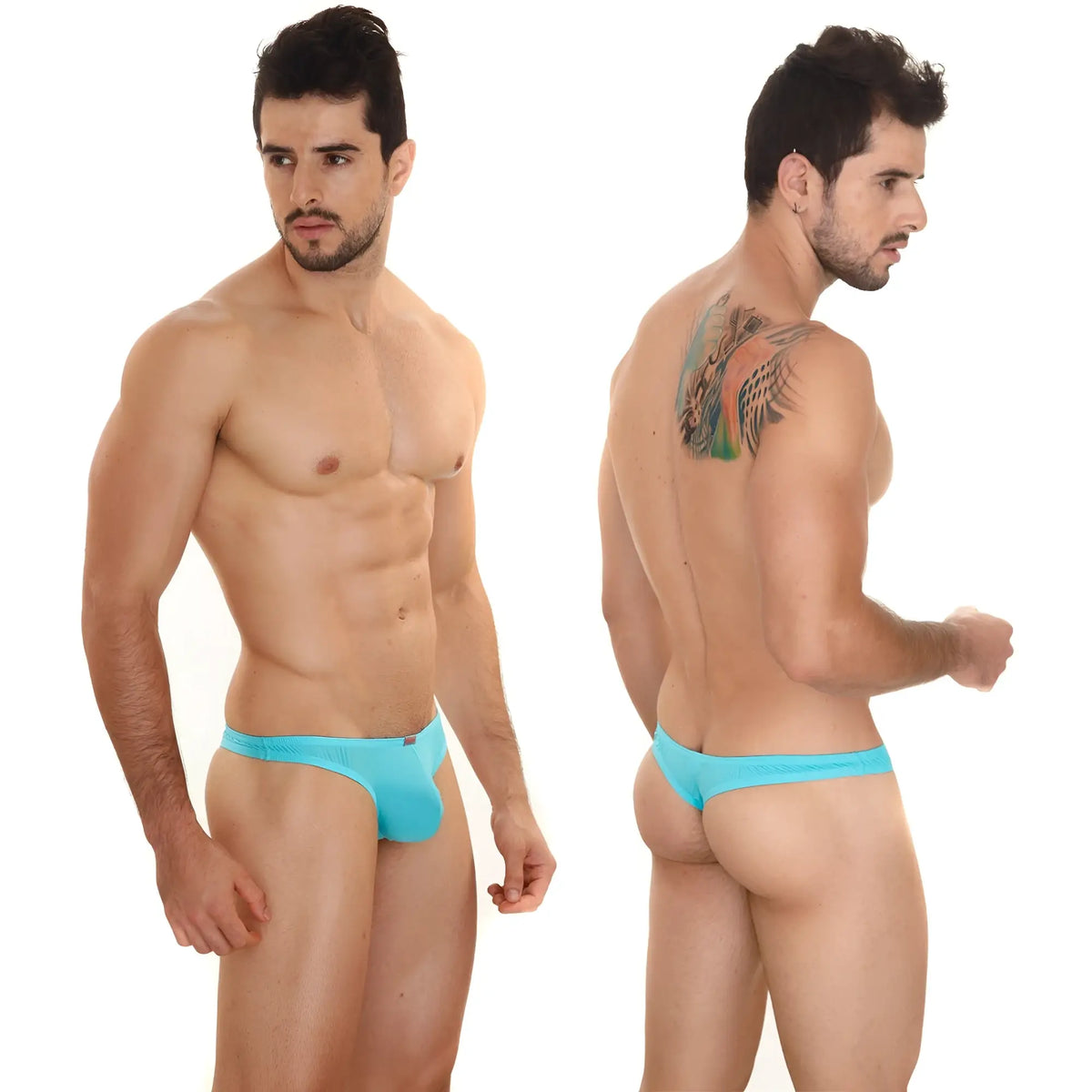 MetroMaleWear Perfect Scene Askin thong in turquoise features a form-fitting design with smooth fabric finish